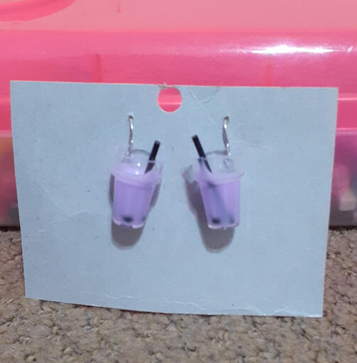 purple boba earrings