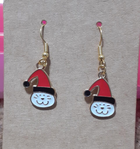 santa cat earrings