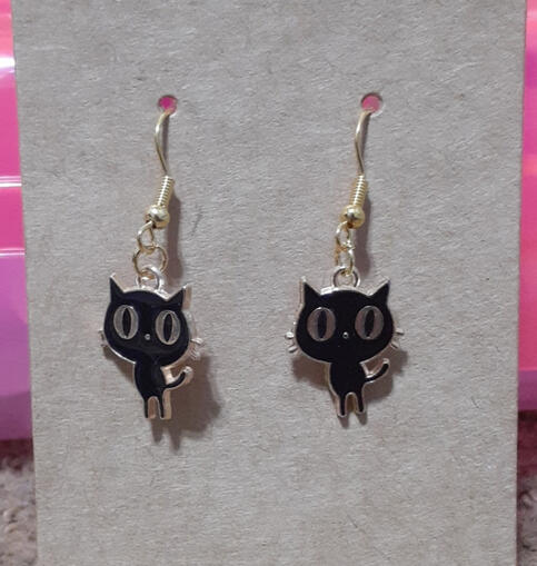 black cat earrings