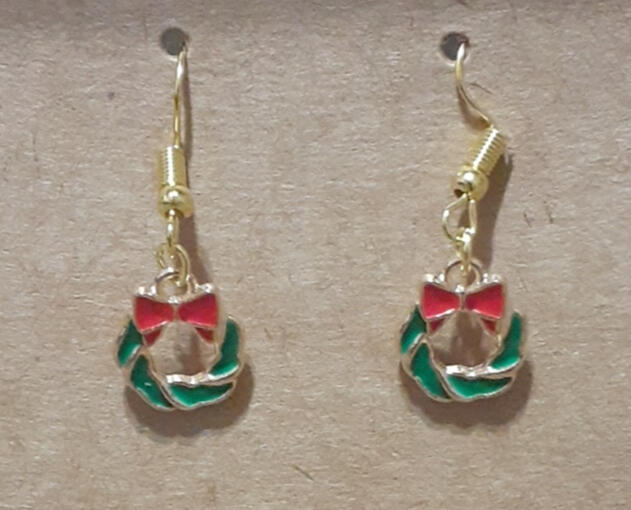santa cat earrings